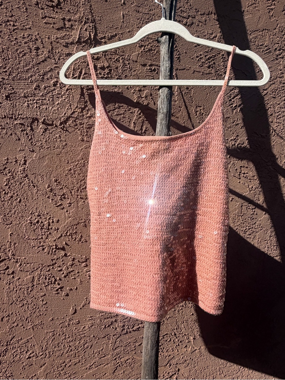 Vintage Catherine Malandrino Pink Sequin Knit Cotton Tank